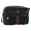 GUCCI GG Canvas Web Sherry Line Shoulder Bag Black Gold Red 010 378 Auth 176476A-1
