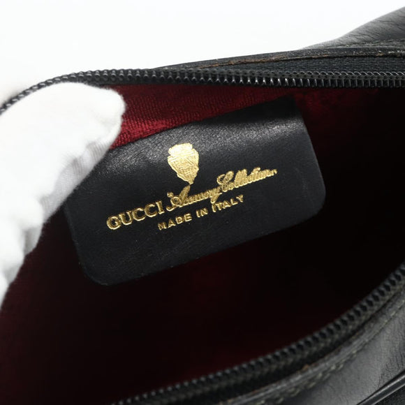 GUCCI GG Canvas Web Sherry Line Shoulder Bag Black Gold Red 010 378 Auth 176476A