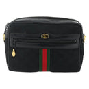 GUCCI GG Canvas Web Sherry Line Shoulder Bag Black Gold Red 010 378 Auth 176476A-13