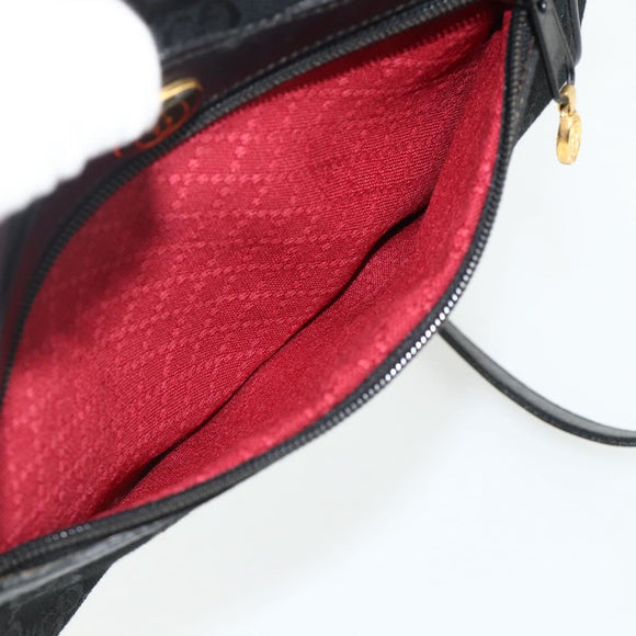 GUCCI GG Canvas Web Sherry Line Shoulder Bag Black Gold Red 010 378 Auth 176476A