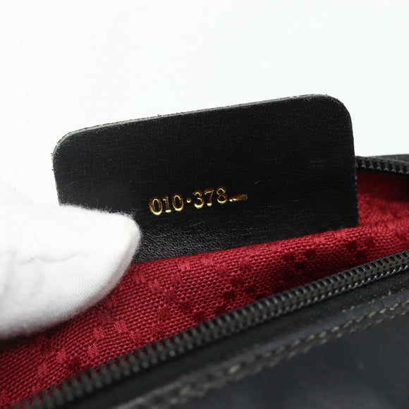 GUCCI GG Canvas Web Sherry Line Shoulder Bag Black Gold Red 010 378 Auth 176476A