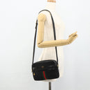 GUCCI GG Canvas Web Sherry Line Shoulder Bag Black Gold Red 010 378 Auth 176476A-22