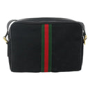 GUCCI GG Canvas Web Sherry Line Shoulder Bag Black Gold Red 010 378 Auth 176476A-2