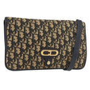 Christian Dior Trotter Canvas Shoulder Bag Navy Gold Auth 176478-1