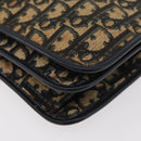 Christian Dior Trotter Canvas Shoulder Bag Navy Gold Auth 176478-14