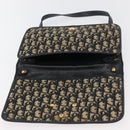 Christian Dior Trotter Canvas Shoulder Bag Navy Gold Auth 176478-10