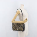 Christian Dior Trotter Canvas Shoulder Bag Navy Gold Auth 176478-20