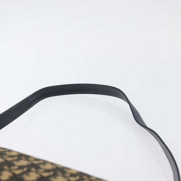 Christian Dior Trotter Canvas Shoulder Bag Navy Gold Auth 176478