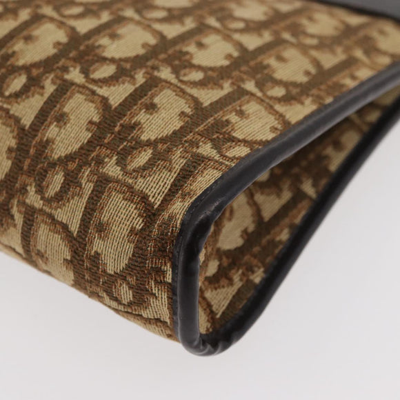 Christian Dior Trotter Canvas Shoulder Bag Brown Gold Auth 176479