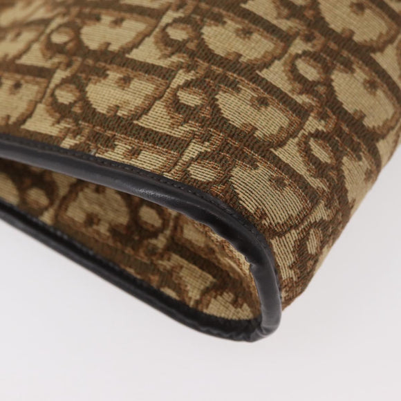 Christian Dior Trotter Canvas Shoulder Bag Brown Gold Auth 176479