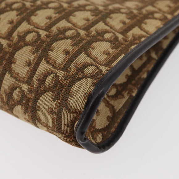 Christian Dior Trotter Canvas Shoulder Bag Brown Gold Auth 176479