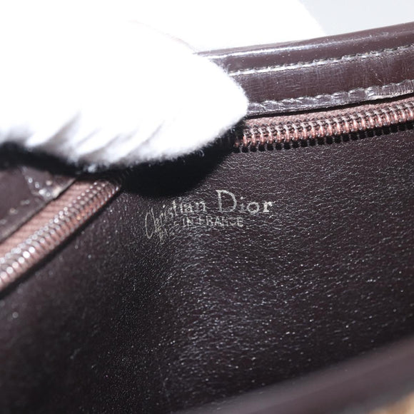 Christian Dior Trotter Canvas Shoulder Bag Brown Gold Auth 176479
