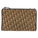 Christian Dior Trotter Canvas Shoulder Bag Brown Gold Auth 176479-2