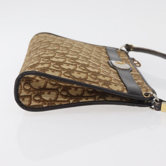 Christian Dior Trotter Canvas Shoulder Bag Brown Gold Auth 176479