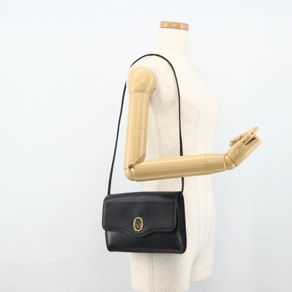 Christian Dior Shoulder Bag Leather Navy Gold Auth 176481
