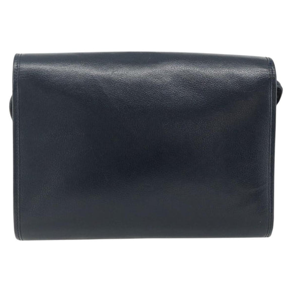 Christian Dior Shoulder Bag Leather Navy Gold Auth 176481