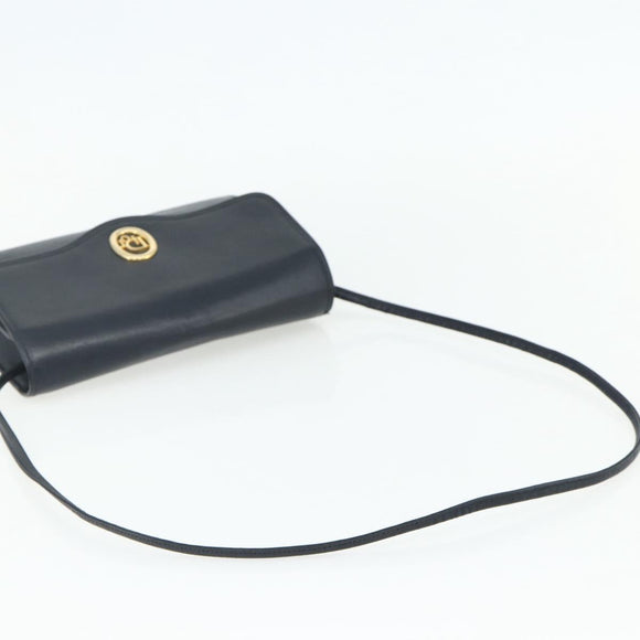 Christian Dior Shoulder Bag Leather Navy Gold Auth 176481