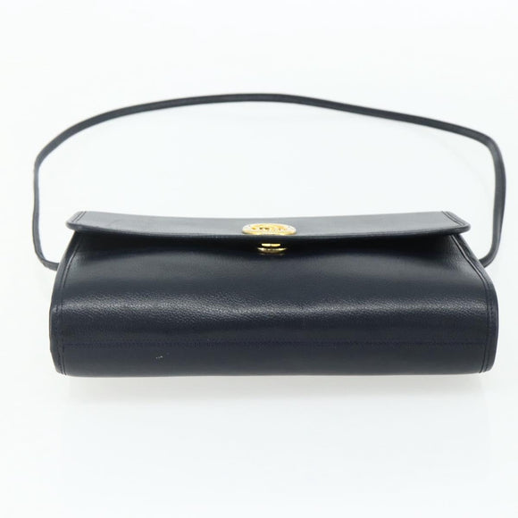 Christian Dior Shoulder Bag Leather Navy Gold Auth 176481