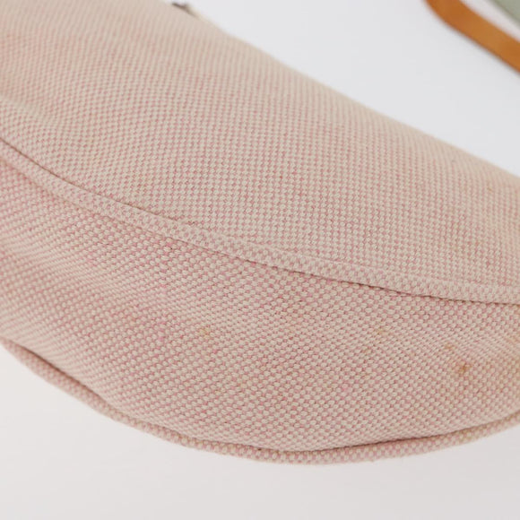 PRADA Accessory Pouch Canvas Pink Silver Auth 176484