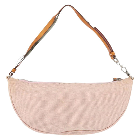 PRADA Accessory Pouch Canvas Pink Silver Auth 176484