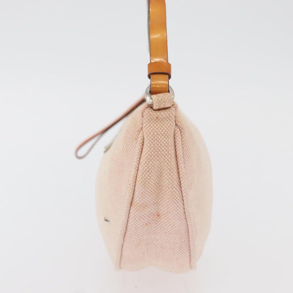 PRADA Accessory Pouch Canvas Pink Silver Auth 176484