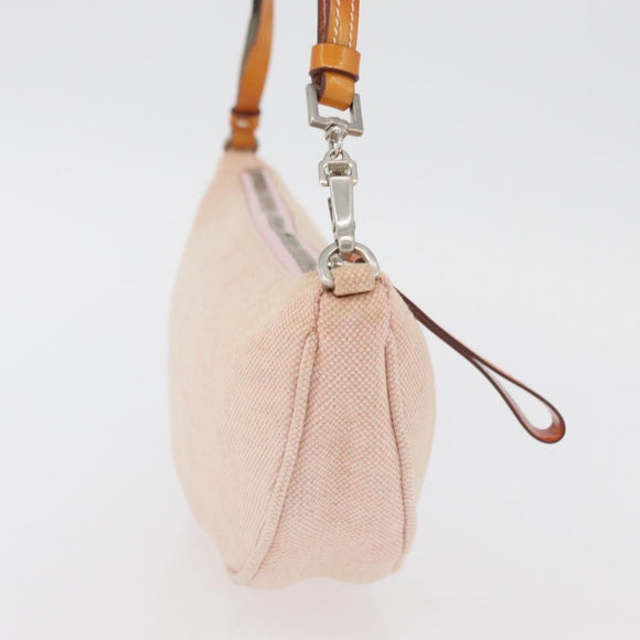 PRADA Accessory Pouch Canvas Pink Silver Auth 176484