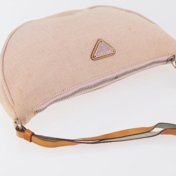 PRADA Accessory Pouch Canvas Pink Silver Auth 176484