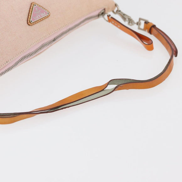 PRADA Accessory Pouch Canvas Pink Silver Auth 176484