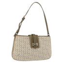 CELINE C Macadam Canvas Shoulder Bag Beige Silver Auth 176486A-1