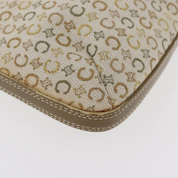 CELINE C Macadam Canvas Shoulder Bag Beige Silver Auth 176486A