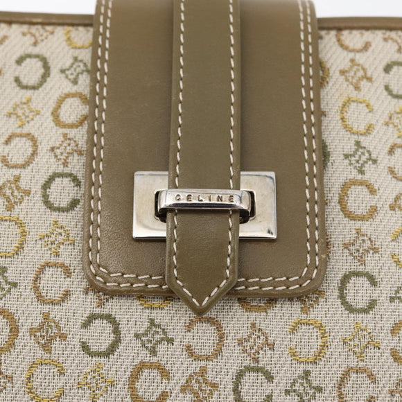 CELINE C Macadam Canvas Shoulder Bag Beige Silver Auth 176486A