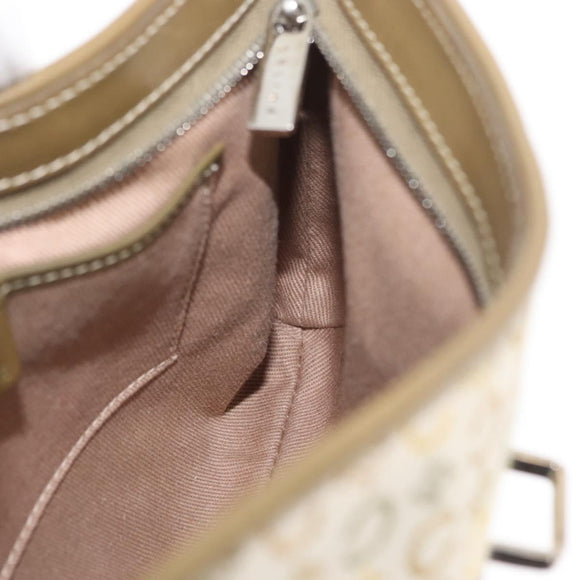 CELINE C Macadam Canvas Shoulder Bag Beige Silver Auth 176486A