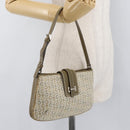 CELINE C Macadam Canvas Shoulder Bag Beige Silver Auth 176486A-22