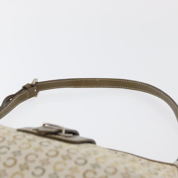 CELINE C Macadam Canvas Shoulder Bag Beige Silver Auth 176486A