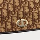 Christian Dior Trotter Canvas Chain Shoulder Bag Brown Gold Auth 176488-14