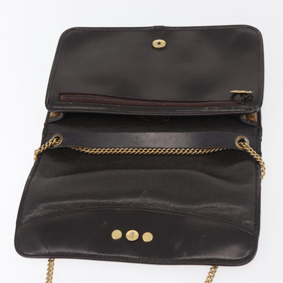 Christian Dior Trotter Canvas Chain Shoulder Bag Brown Gold Auth 176488