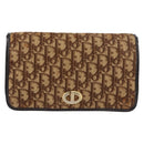 Christian Dior Trotter Canvas Chain Shoulder Bag Brown Gold Auth 176488-2