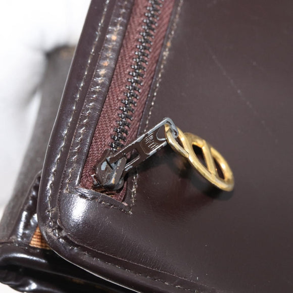 Christian Dior Trotter Canvas Chain Shoulder Bag Brown Gold Auth 176488