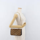 Christian Dior Trotter Canvas Chain Shoulder Bag Brown Gold Auth 176488-22