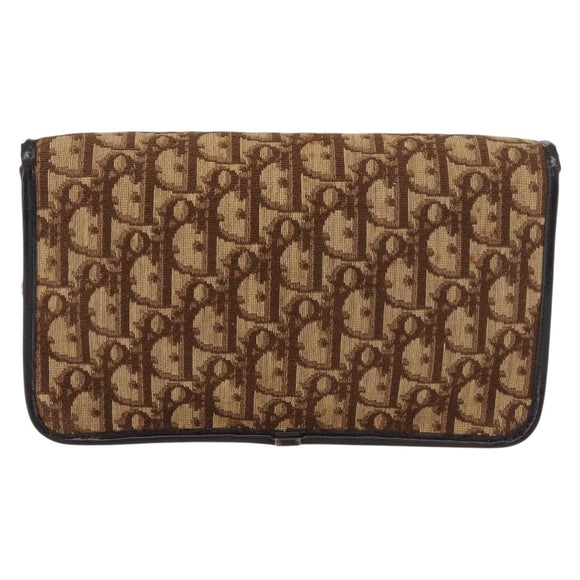 Christian Dior Trotter Canvas Chain Shoulder Bag Brown Gold Auth 176488