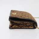 Christian Dior Trotter Canvas Chain Shoulder Bag Brown Gold Auth 176488-4