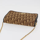 Christian Dior Trotter Canvas Chain Shoulder Bag Brown Gold Auth 176488-6