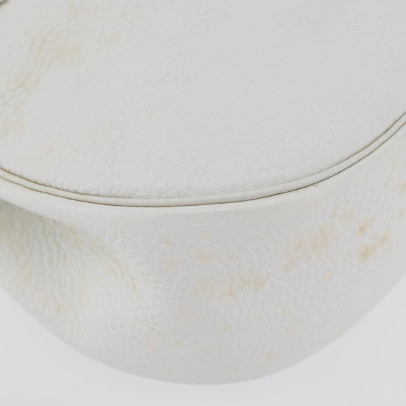 Christian Dior Shoulder Bag Leather White Gold Auth 176489