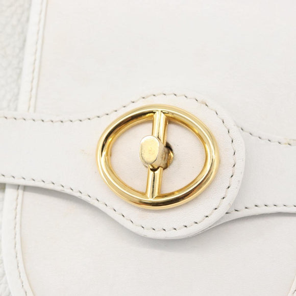 Christian Dior Shoulder Bag Leather White Gold Auth 176489