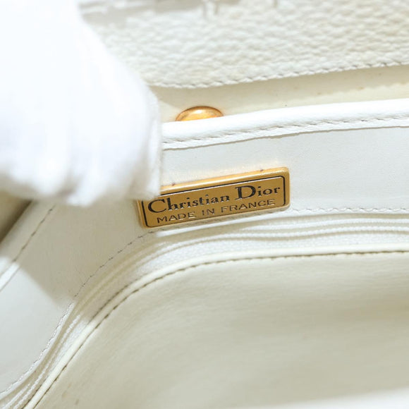 Christian Dior Shoulder Bag Leather White Gold Auth 176489