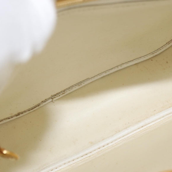 Christian Dior Shoulder Bag Leather White Gold Auth 176489