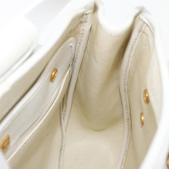 Christian Dior Shoulder Bag Leather White Gold Auth 176489