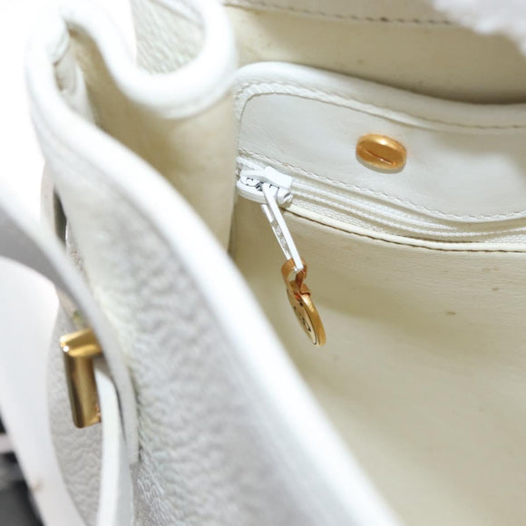 Christian Dior Shoulder Bag Leather White Gold Auth 176489
