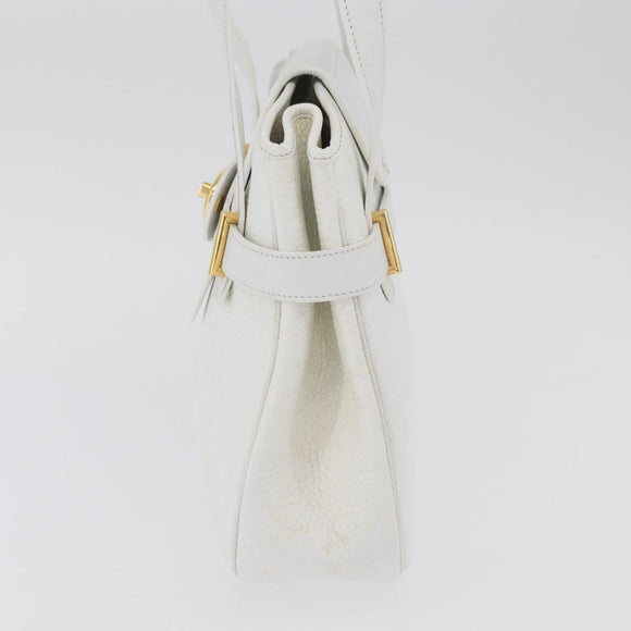 Christian Dior Shoulder Bag Leather White Gold Auth 176489
