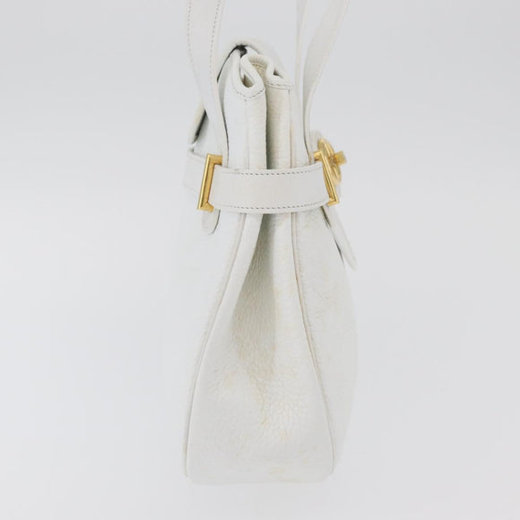 Christian Dior Shoulder Bag Leather White Gold Auth 176489
